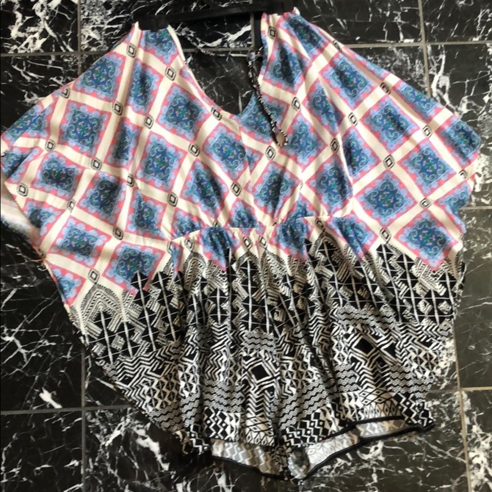 Funky Multi-Patterned Sleeved Romper - image 3